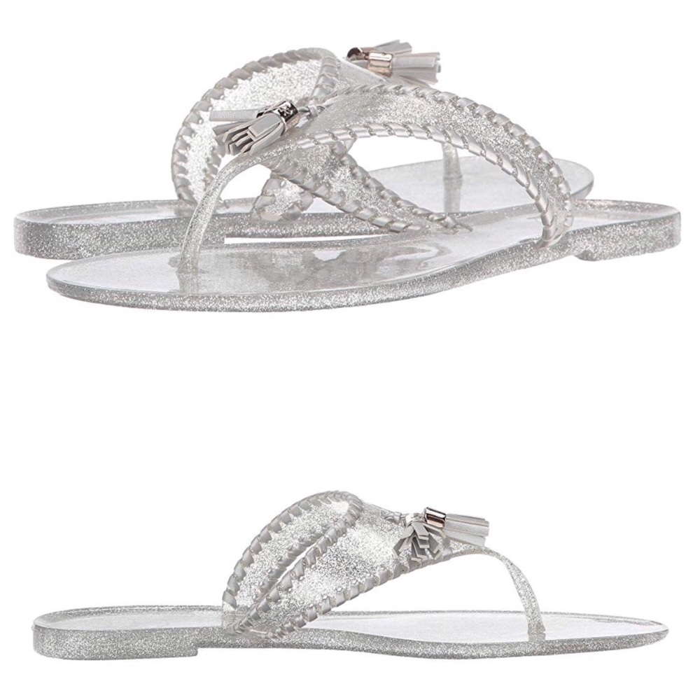 NEW JACK ROGERS SILVER ALANA SANDALS - 8